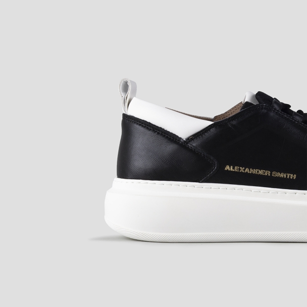 Sneakers Alexander Smith wembley man high frequency in smooth black leather and white details - 2
