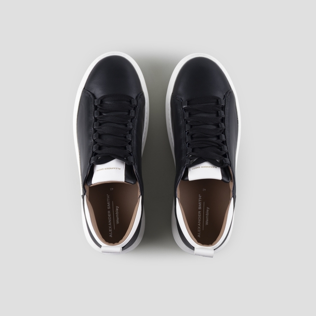 Sneakers Alexander Smith wembley man high frequency in smooth black leather and white details - 5