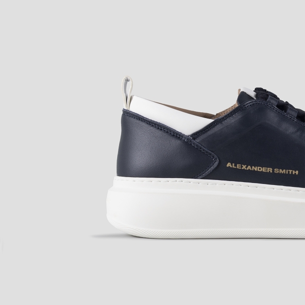 Sneakers Alexander Smith wembley man high frequency in smooth blue leather and white details - 2