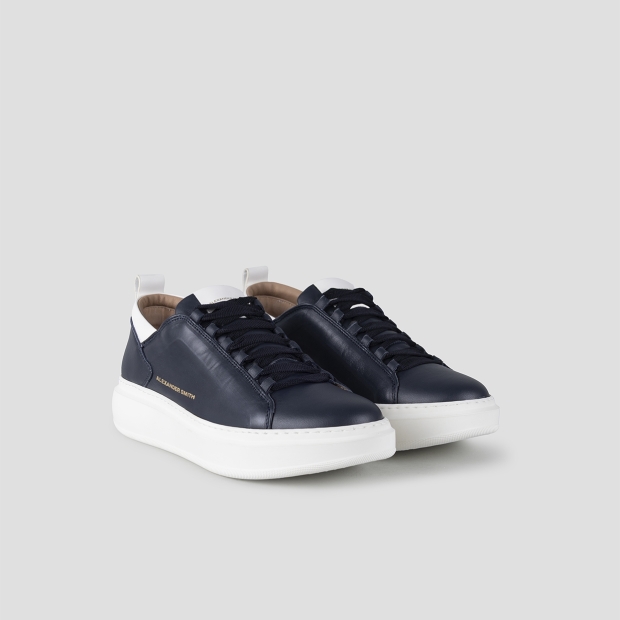 Sneakers Alexander Smith wembley man high frequency in smooth blue leather and white details - 3