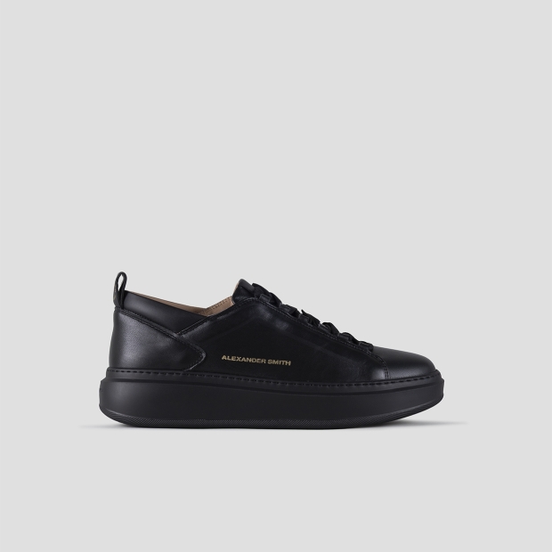 Sneakers Alexander Smith wembley man high frequency in smooth black leather and black sole - 1