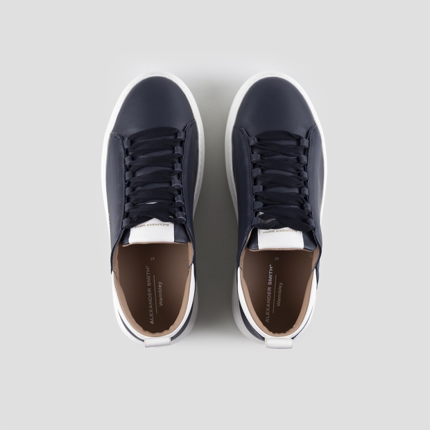 Sneakers Alexander Smith wembley man high frequency in smooth blue leather and white details - 5