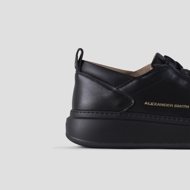 Sneakers Alexander Smith wembley man high frequency in smooth black leather and black sole - 2