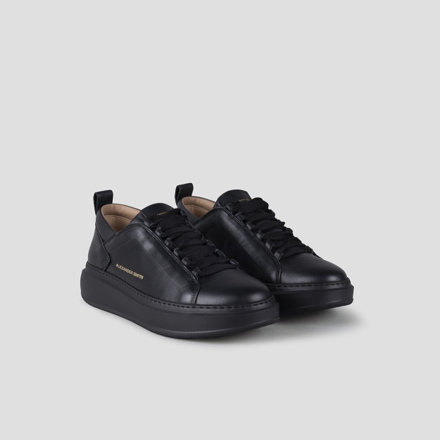 Sneakers Alexander Smith wembley man high frequency in smooth black leather and black sole - 3