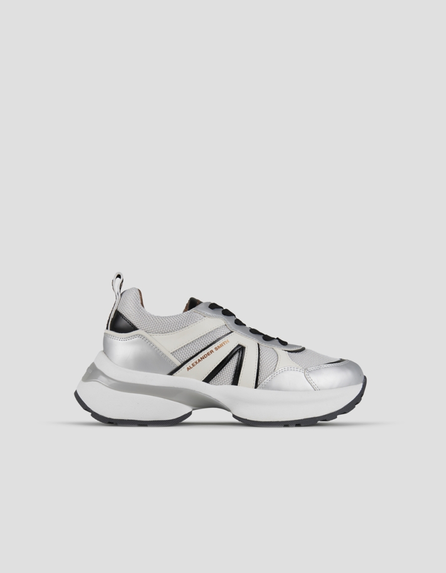 Sneakers Alexander Smith victoria woman in silver leather and mesh with mirror details - 1