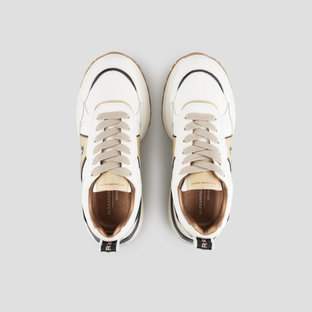 Sneakers Alexander Smith victoria woman in white leather with side logo and details in gold - 6