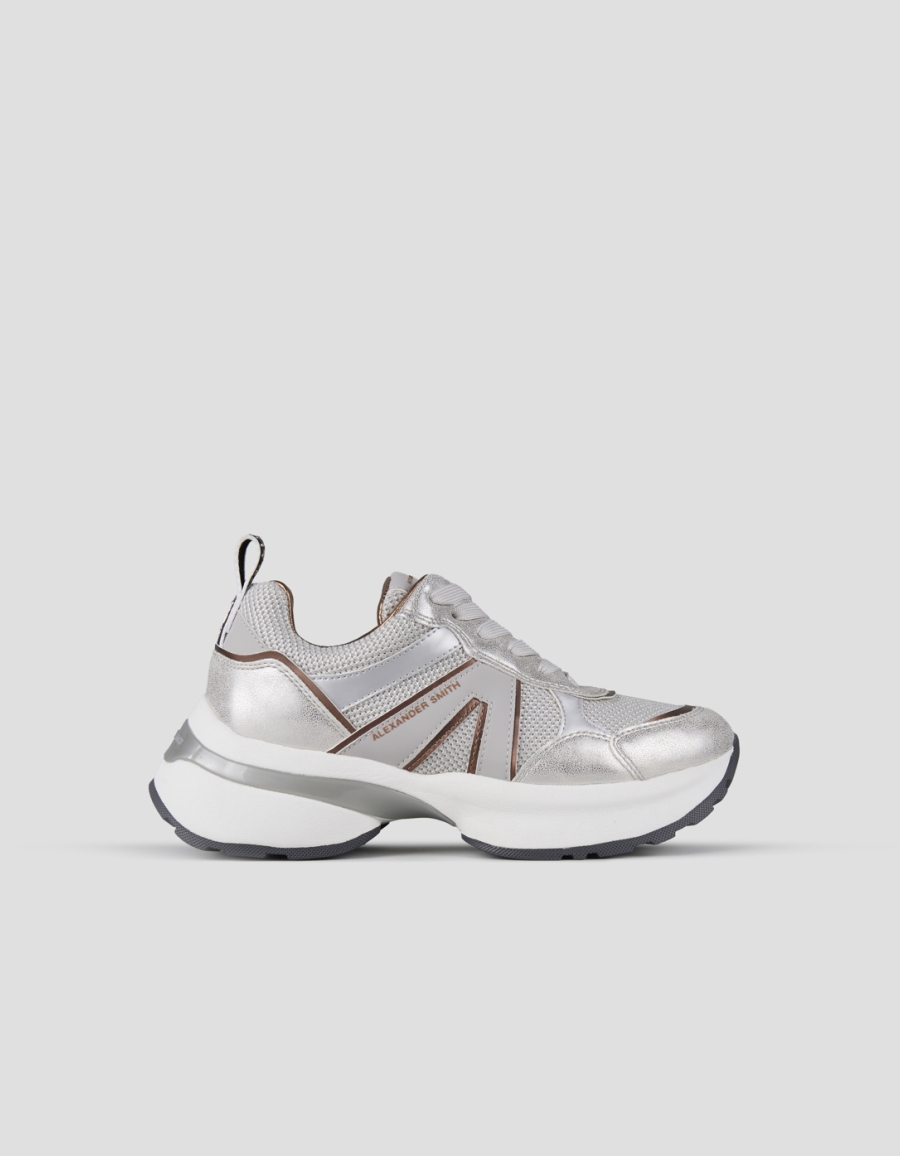 Sneakers Alexander Smith victoria woman in grey mesh and dusty laminated with silver details - 1