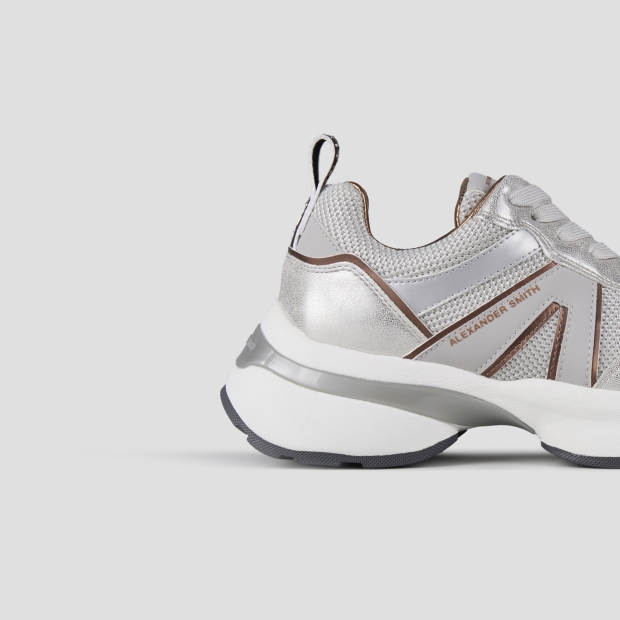 Sneakers Alexander Smith victoria woman in grey mesh and dusty laminated with silver details - 3