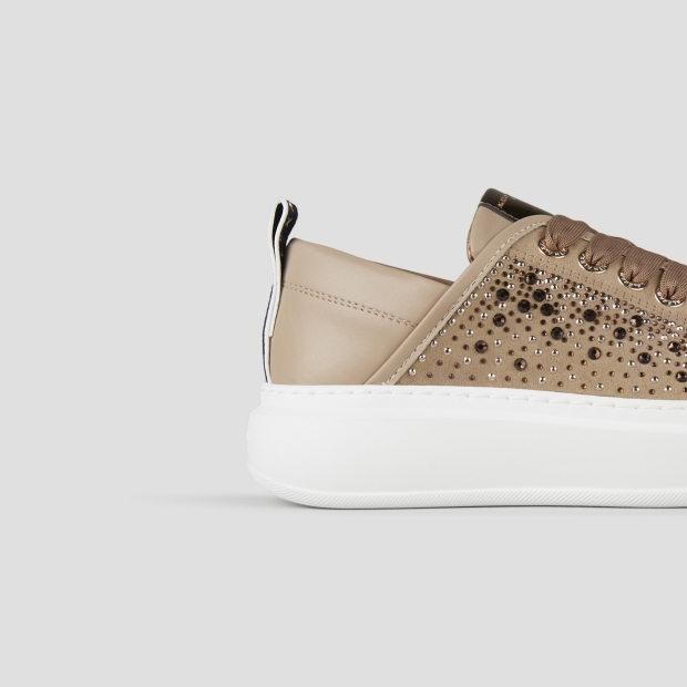 Sneakers Alexander Smith wembley woman in light brown leather and rhinestones - 2