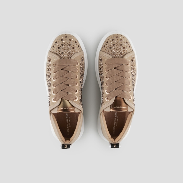 Sneakers Alexander Smith wembley woman in light brown leather and rhinestones - 5