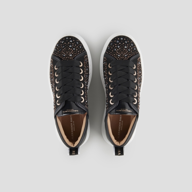 Sneakers Alexander Smith wembley woman in black leather and rhinestones - 5