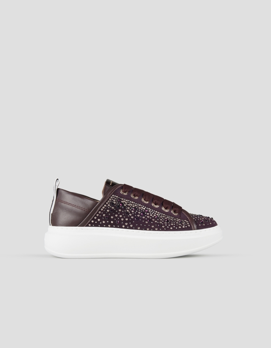 Sneakers Alexander Smith wembley woman in bordeaux leather and rhinestones - 1