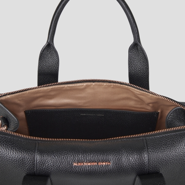 Sneakers Alexander Smith jane medium handbag with shoulder strap in black tumbled leather - 6