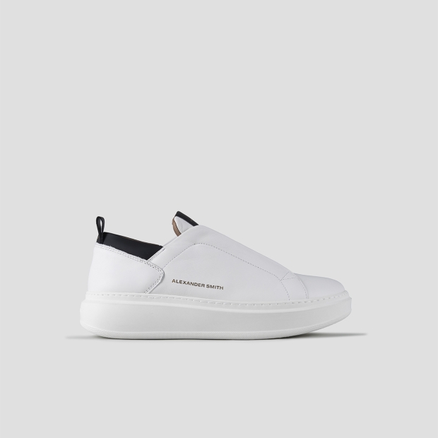 Sneakers Alexander Smith wembley slip-on man in smooth white leather with black details - 1