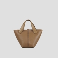 Lauren Small handbag with shoulder strap in brown tumbled leather