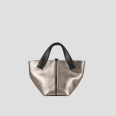Lauren Small handbag with shoulder strap in dark gold laminated leather