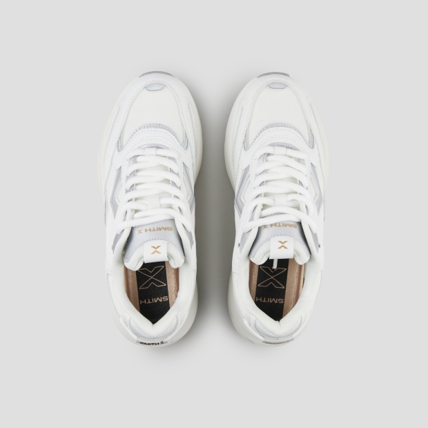 Sneakers Alexander Smith storm woman in white leather and mesh with iridescent details - 6