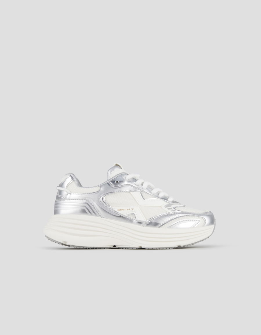 Sneakers Alexander Smith storm woman in silver laminated leather and mesh - 1