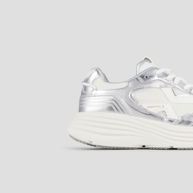 Sneakers Alexander Smith storm woman in silver laminated leather and mesh - 3