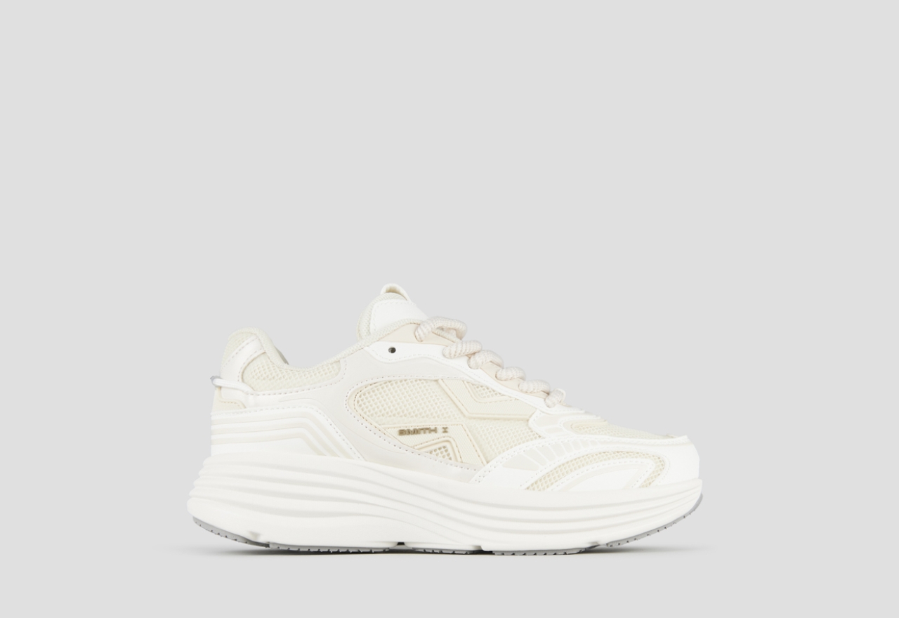Sneakers Alexander Smith storm woman in white leather and light yellow mesh - 1