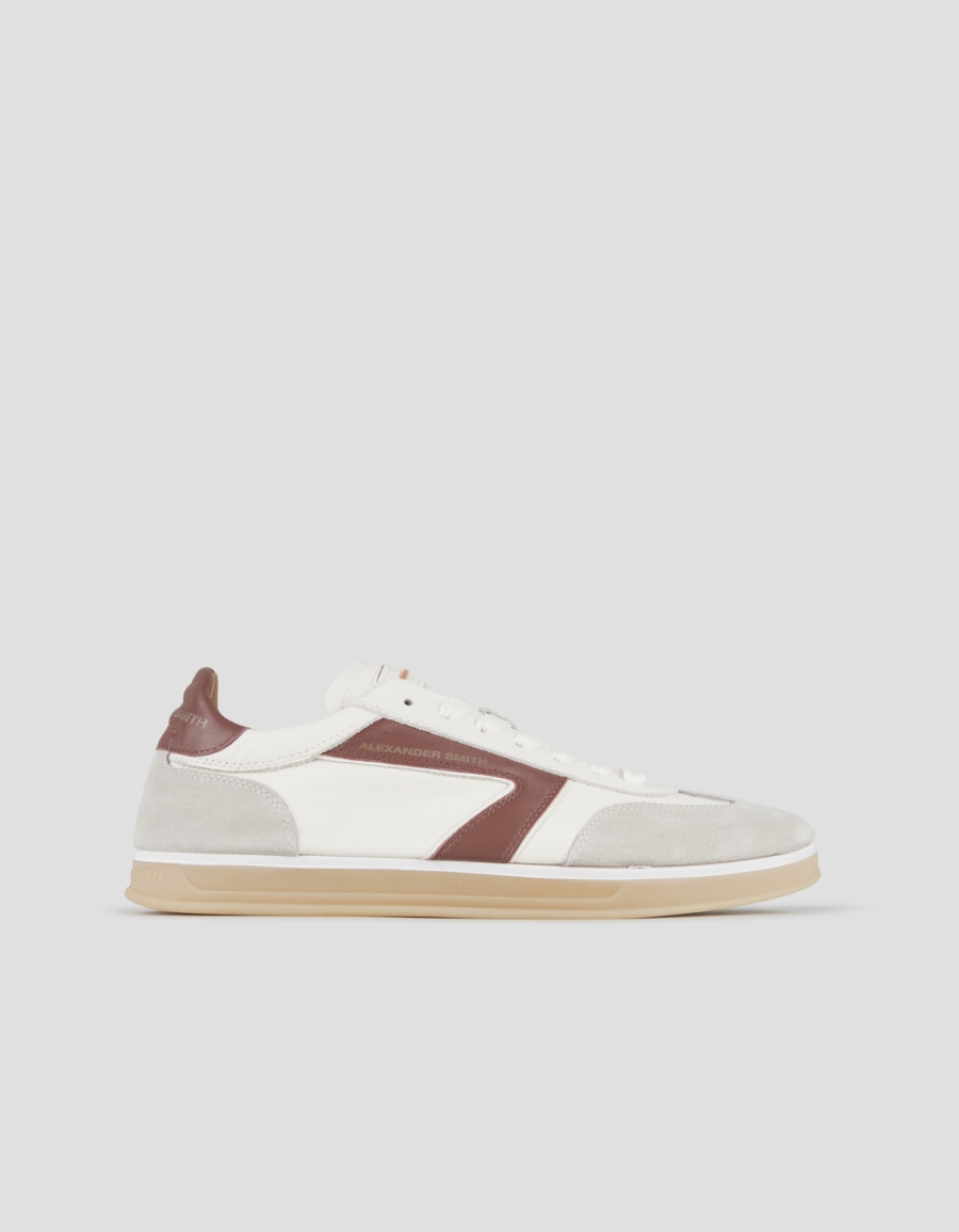 Sneakers Alexander Smith thames man in white leather, grey suede and wine logo - 1