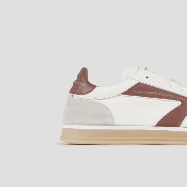 Sneakers Alexander Smith thames man in white leather, grey suede and wine logo - 3