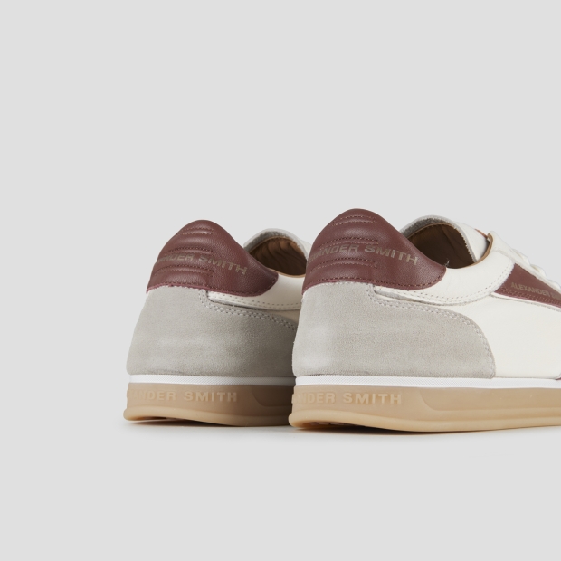 Sneakers Alexander Smith thames man in white leather, grey suede and wine logo - 5