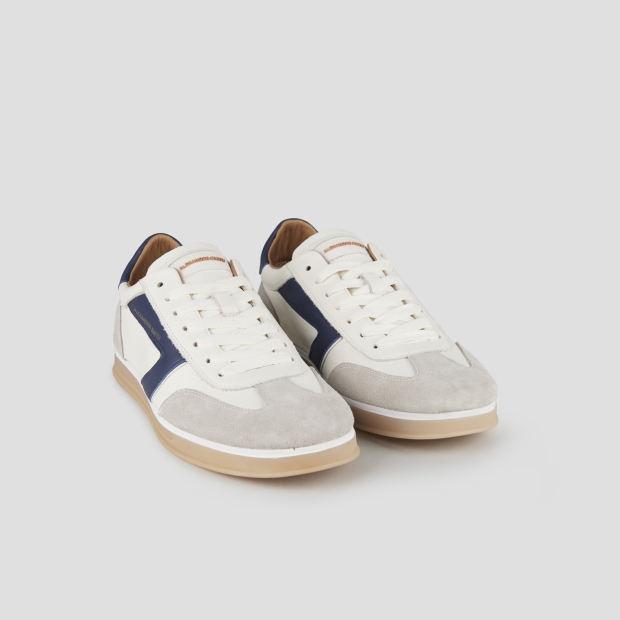 Sneakers Alexander Smith thames man in white leather, grey suede and blue logo - 4