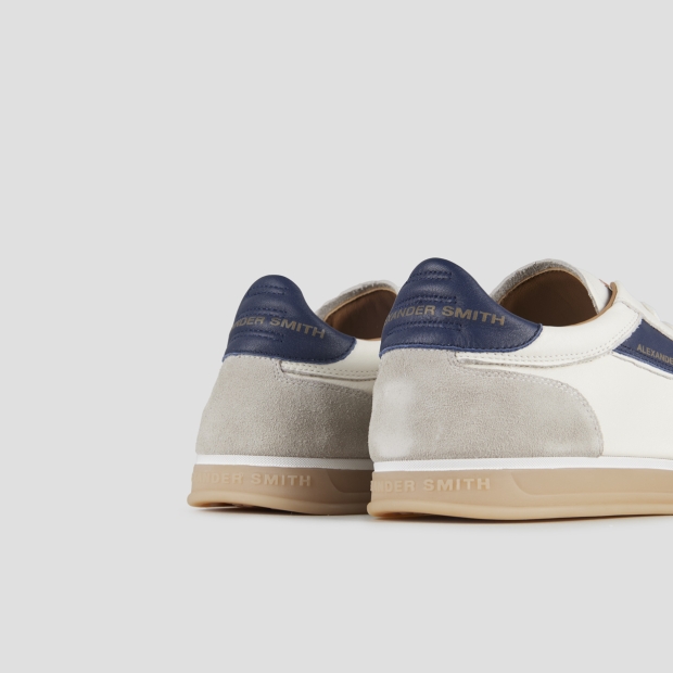 Sneakers Alexander Smith thames man in white leather, grey suede and blue logo - 5