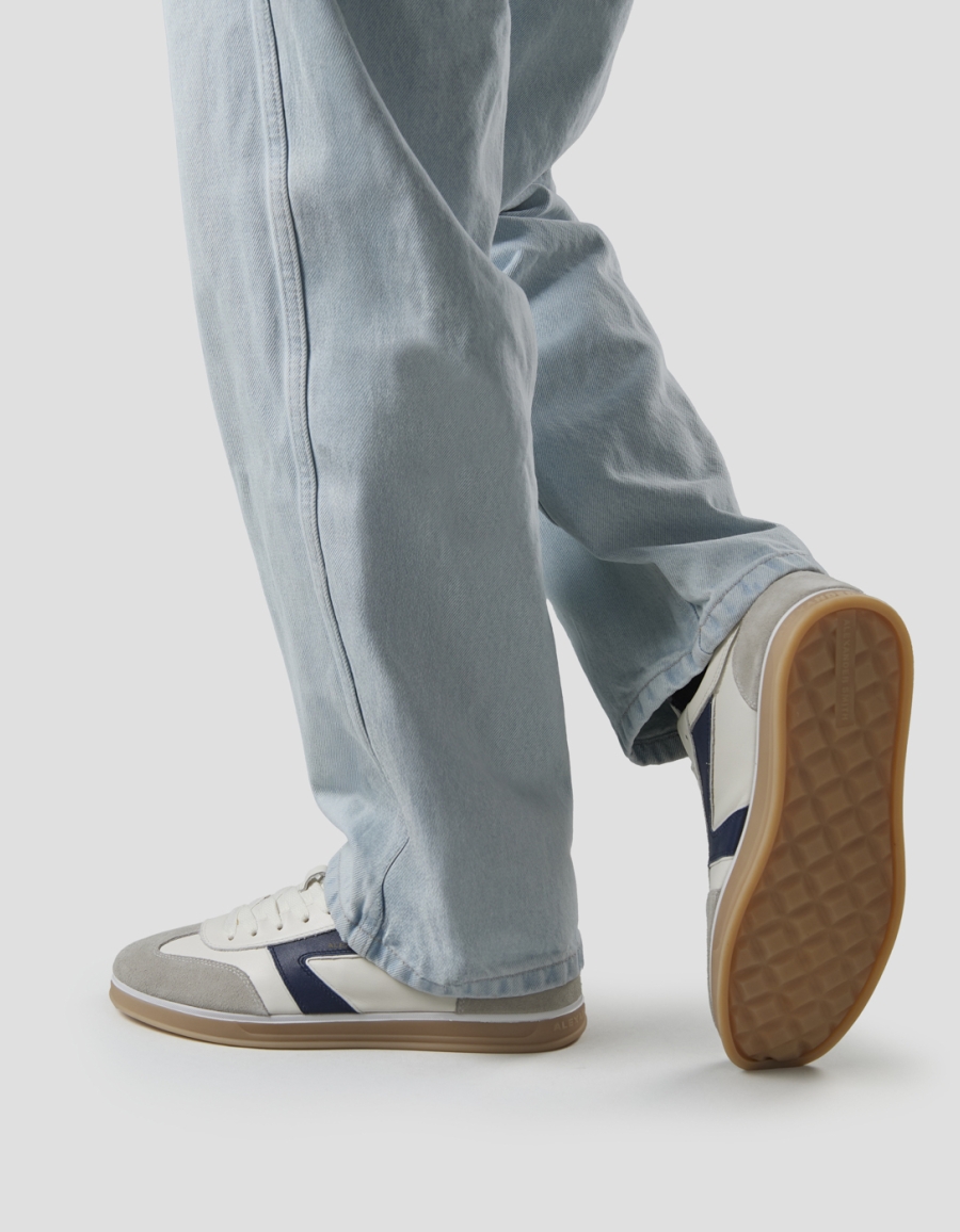 Sneakers Alexander Smith thames man in white leather, grey suede and blue logo - 2