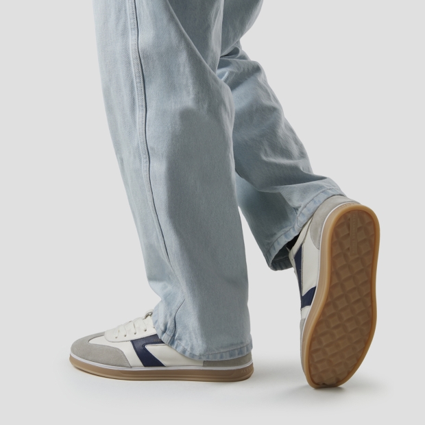 Sneakers Alexander Smith thames man in white leather, grey suede and blue logo - 2