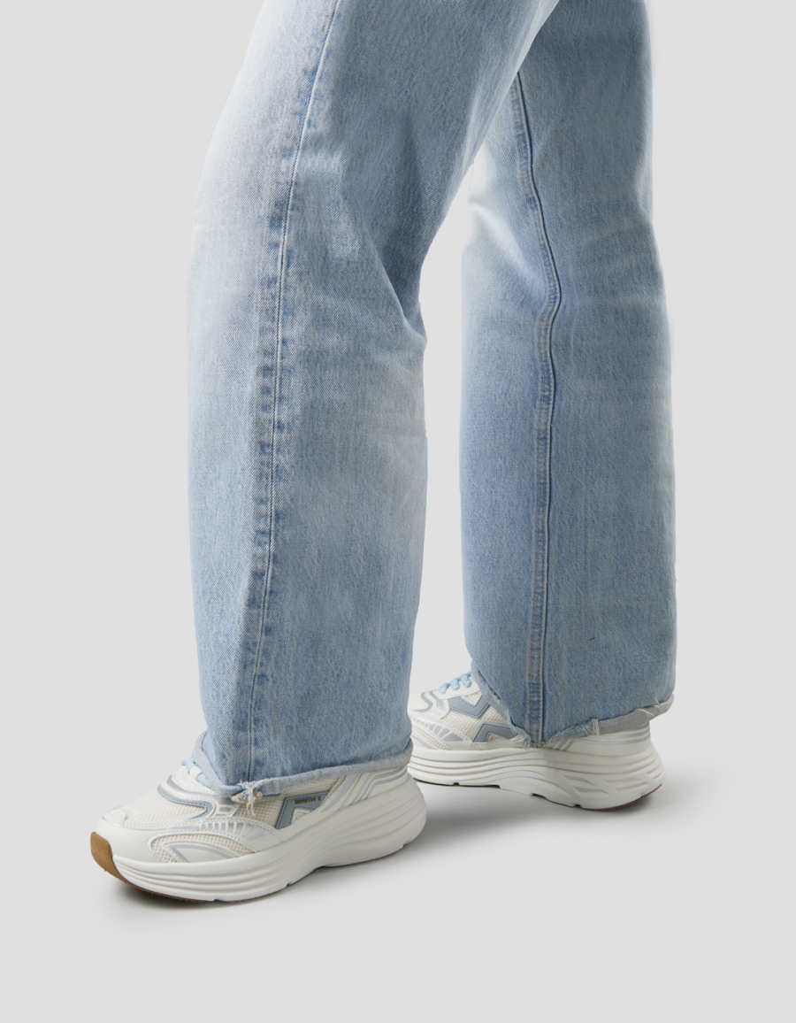 Sneakers Alexander Smith storm woman in white leather and mesh with azure details - 2