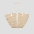 Lauren Large shoulder bag in beige raffia and woven handle