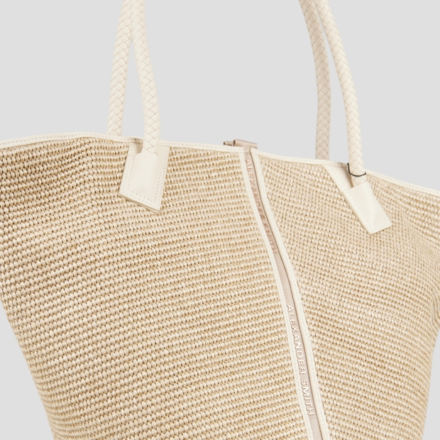 Sneakers Alexander Smith lauren large shoulder bag in beige raffia and woven handle - 6