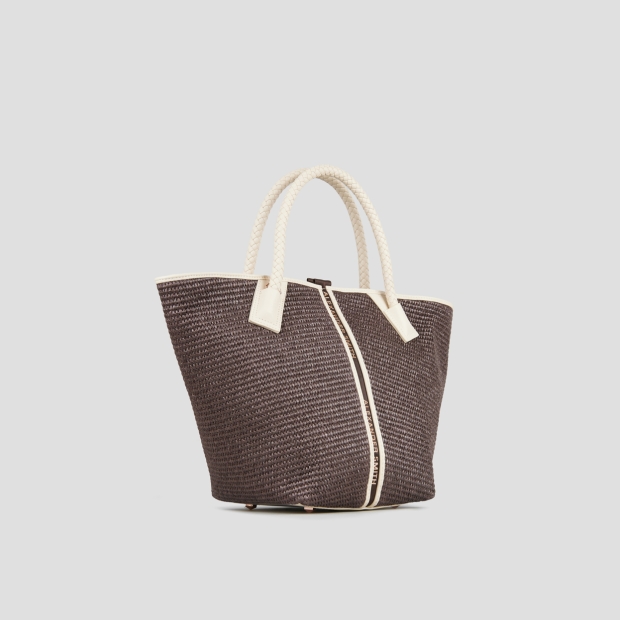 Sneakers Alexander Smith lauren medium handbag with shoulder strap in brown raffia and woven handle - 3