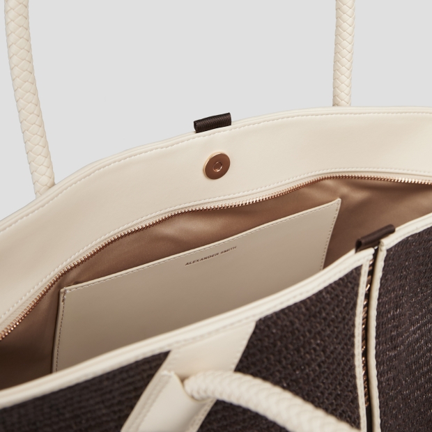 Sneakers Alexander Smith lauren medium handbag with shoulder strap in brown raffia and woven handle - 5