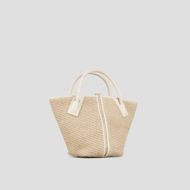 Sneakers Alexander Smith lauren small handbag with shoulder strap in beige raffia and woven cream handle - 3