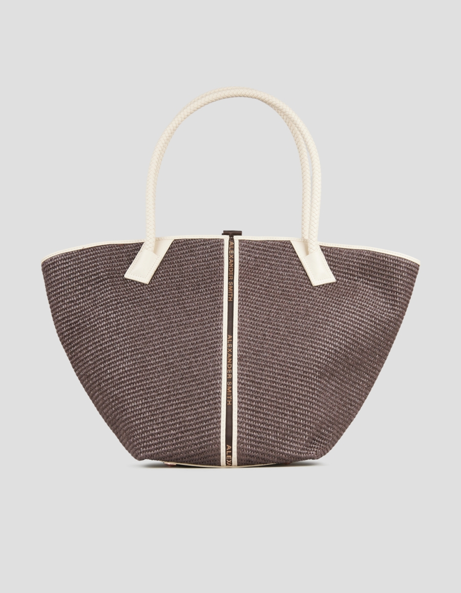 Sneakers Alexander Smith lauren large shoulder bag in brown raffia and woven handle - 1