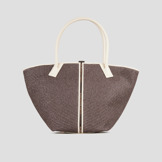 Sneakers Alexander Smith lauren large shoulder bag in brown raffia and woven handle - 4