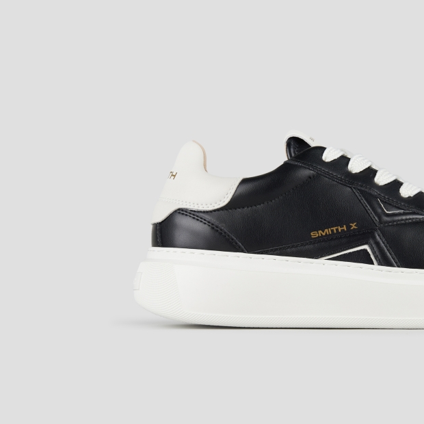 Sneakers Alexander Smith college man in black leather and white back - 3