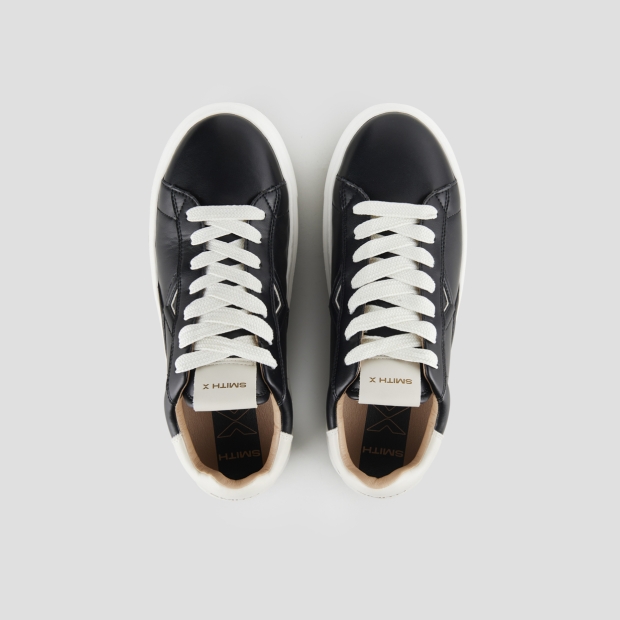 Sneakers Alexander Smith college man in black leather and white back - 6