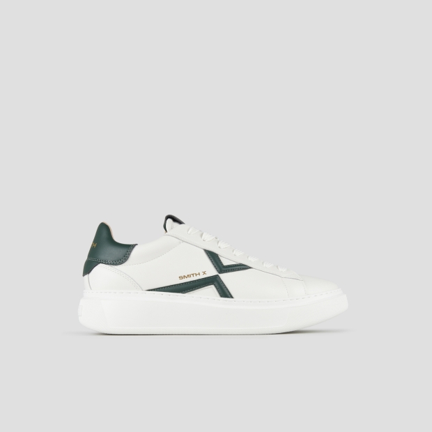 Sneakers Alexander Smith college man in white leather and green details - 1