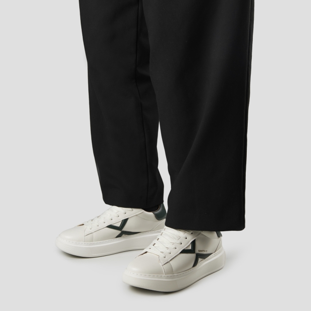 Sneakers Alexander Smith college man in white leather and green details - 2