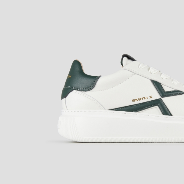 Sneakers Alexander Smith college man in white leather and green details - 3