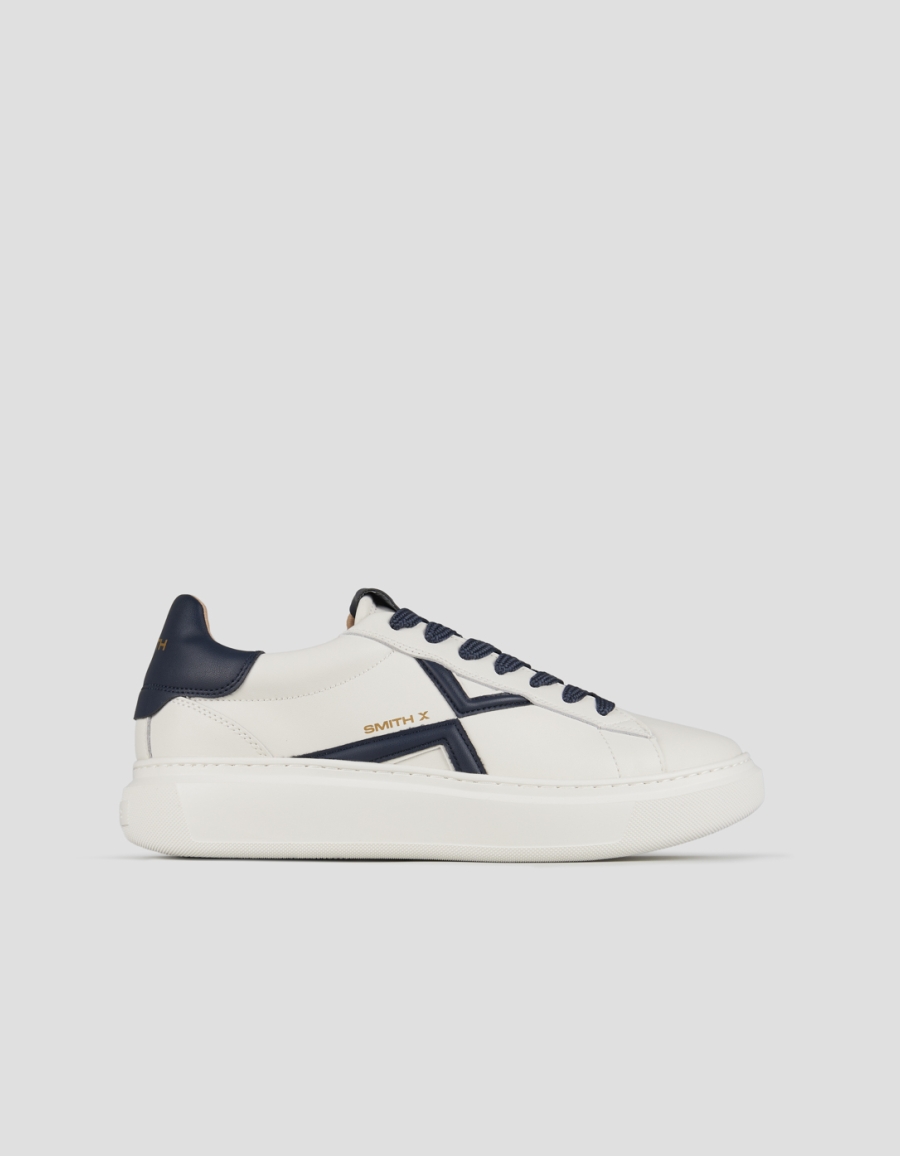 Sneakers Alexander Smith college man in white leather and blue details - 1