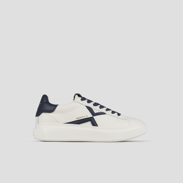 Sneakers Alexander Smith college man in white leather and blue details - 1