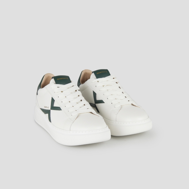 Sneakers Alexander Smith college man in white leather and green details - 4