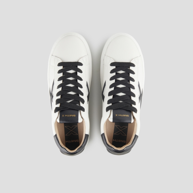 Sneakers Alexander Smith college man in white leather, black logo and back - 6