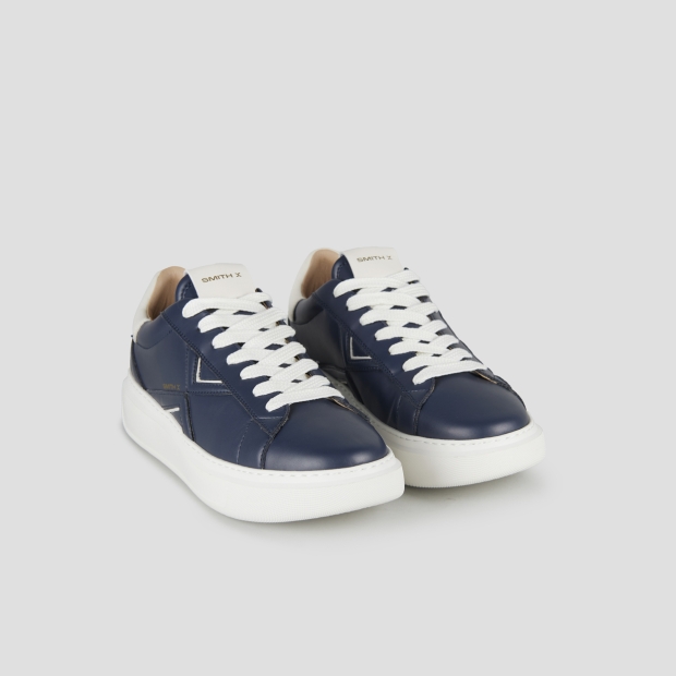 Sneakers Alexander Smith college man in blue leather and white back - 4