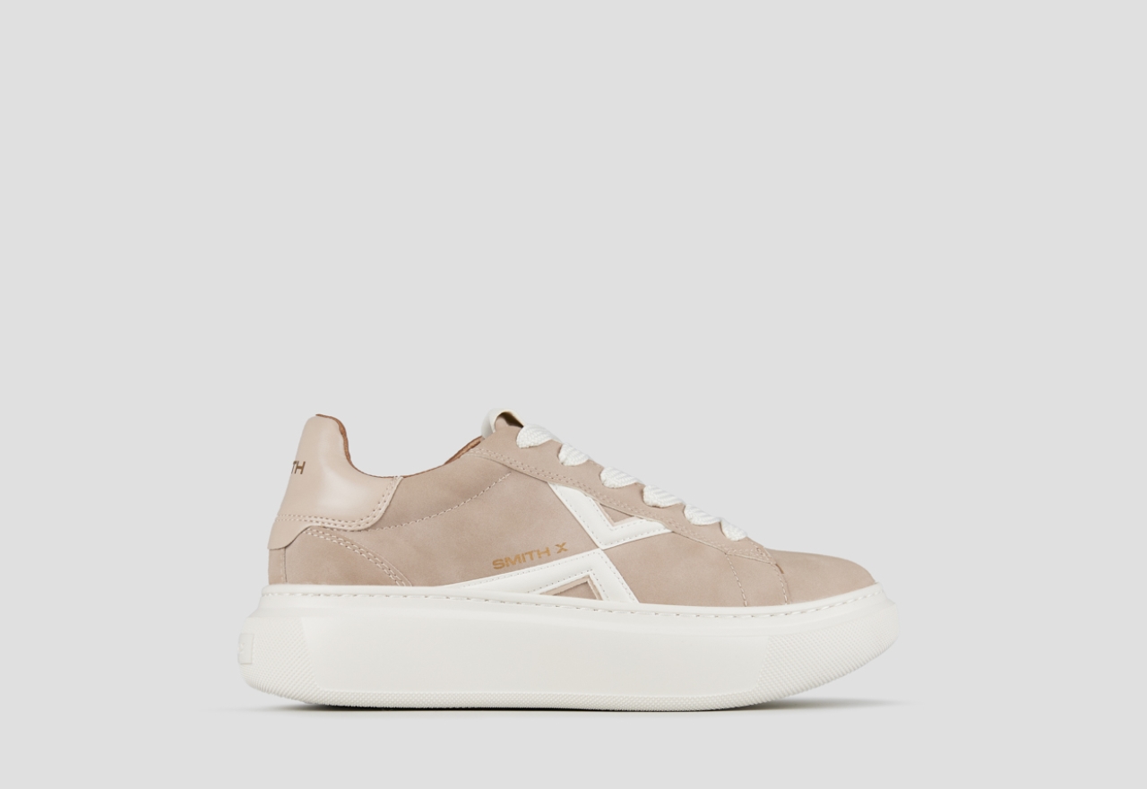 Sneakers Alexander Smith college woman in beige suede and white logo - 1